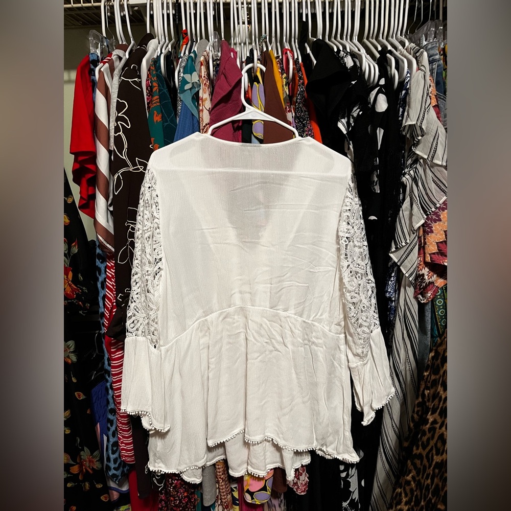 Torrid White Lace Detail Blouse - Picture 4 of 4
